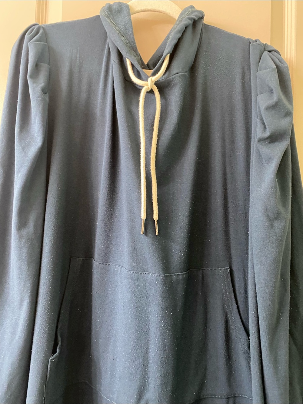 Navy Hooded Puff-Sleeve Midi Dress - Picture 3 of 3
